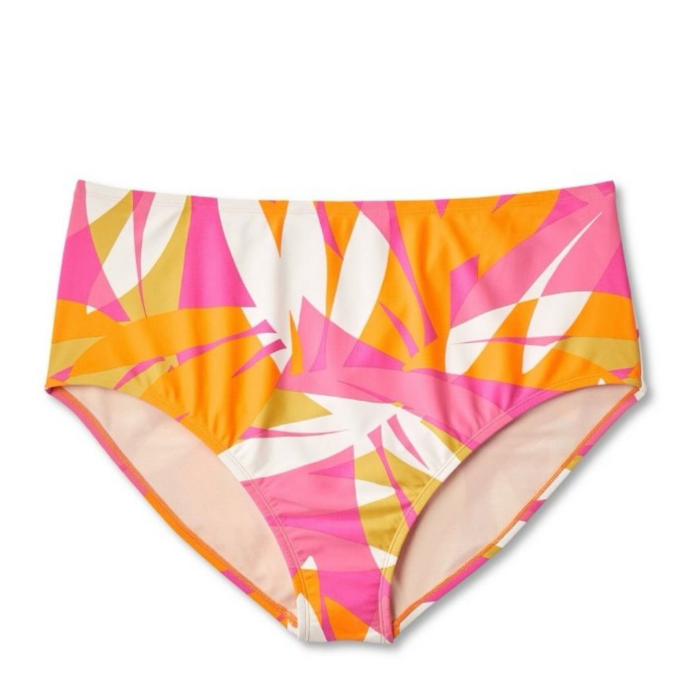 Women's Abstract Bright Color Print High Waist Bikini Bottom - Kona Sol™